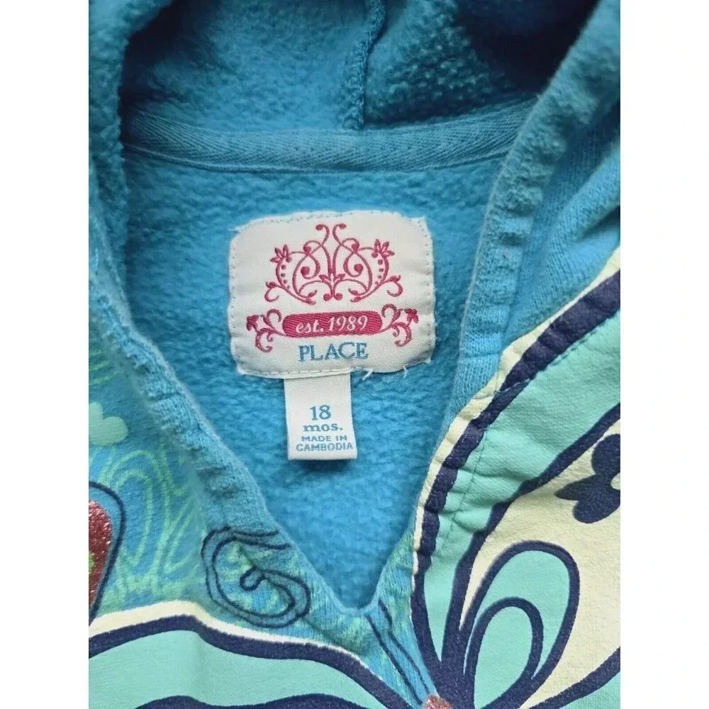 Childrens Place Butterfly Princess Y2K Blue Hoodie Jogger Sweatsuit Set 18M